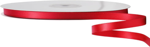 LIUYAXI Hot Red Double Faced Satin Ribbon, 1/4" X Continuous 50 Yards, Thin Ribbons Perfect for Gift Wrapping Wedding Invitation Card Hair Bows Ta...