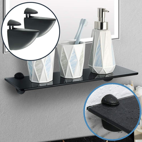 Alise 2 Pcs Adjustable Brackets Board/Glass Floating Shelf Brackets Wall Mount Shelves Support Holder Accessories,BL007B-2P Black Finish...