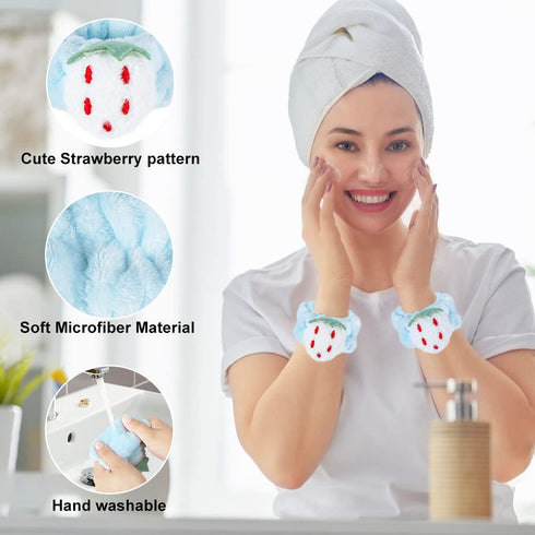 Shintop 6 Pcs Face Wash Headband and Wristband Set, Soft Spa Headband Cute Absorbent Wrist Towels for Washing Face Skincare Makeup Stocking Stuffe...