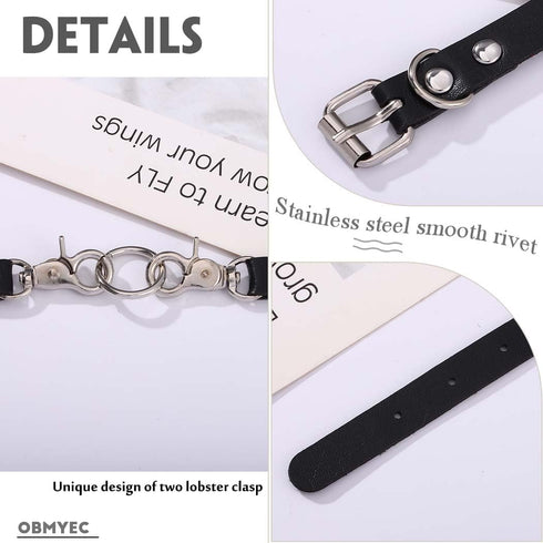 Punk Leather Choker Goth Choker Collar Interlocking Choker Necklace PU Necklace Jewelry for Women...