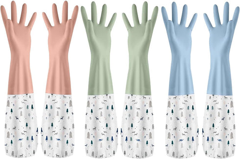 3Pcs Rubber Gloves, Cleaning Gloves for Housekeeping, Dishwashing Gloves, Reusable Rubber Gloves, Bathroom Cleaning Supplies Multicolor(L)...