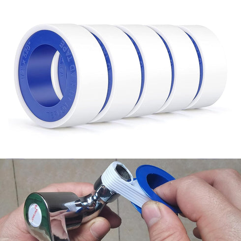 Plumbers Duct Tape, 5 Rolls 1/2 Inch(W) X 520 Inches(L) Teflon Tape - PTFE Pipe Sealant Tape Flex Seal Tape Waterproof Plumbers Tape (1/2 by 520 I...