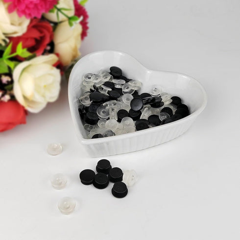 100 Pcs Buckle Plastic Button, 0.45 Inch Clear Black Plastic Buttons for DIY Shoe Back Decoration Shoe Decoration Accessories Wristband Charms DIY...