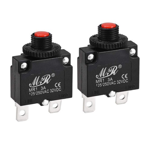 uxcell Thermal Circuit Breakers 3A 125/250V AC 32V DC Push Button Manual Reset Overload Protector Switch 2 Pcs...