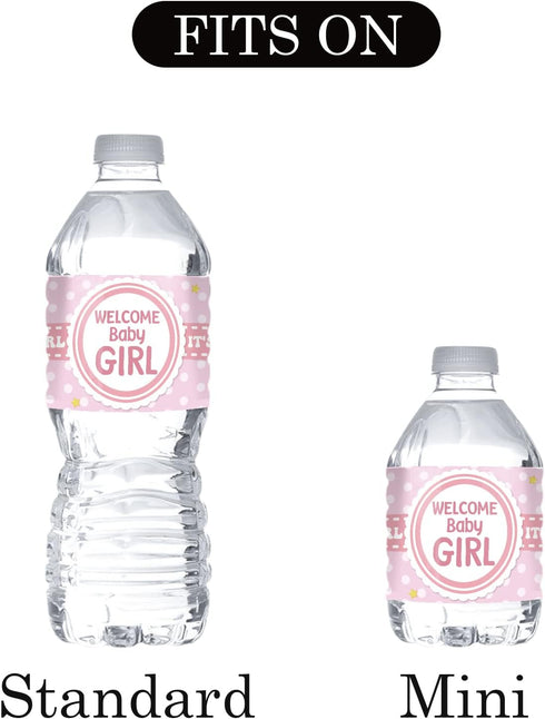 MonMon & Craft Welcome Baby Girl Water Bottle Stickers / Gender Reveal Bottle Wrappers / It's a Girl Water Labels Supplies / Baby Shower Decoratio...