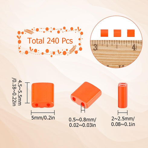 SUNNYCLUE 1 Box 240Pcs Tila Beads 5x5mm Red Japanese Seed Beads Square Glass Beads 2 Hole Beads Bulk Two Hole Bead Full Size Loose Spacer Beads fo...