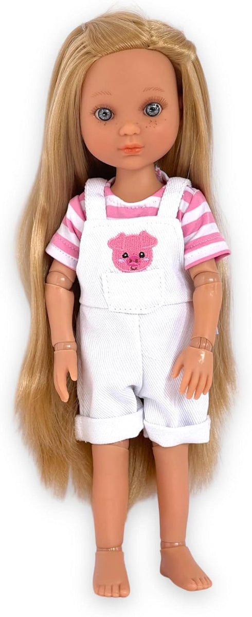 14 Inch Doll Clothes- Little Piggy Overall Set Fits 14 Inch Lorelei and Friends and Evia's World Dolls...