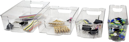 Home Basics Clear Acrylic Food Storage Container Bin for Fridge Freezer or Pantry, Stackable with Handles. Organize Fruit, Vegetables, Yogurt, Sna...