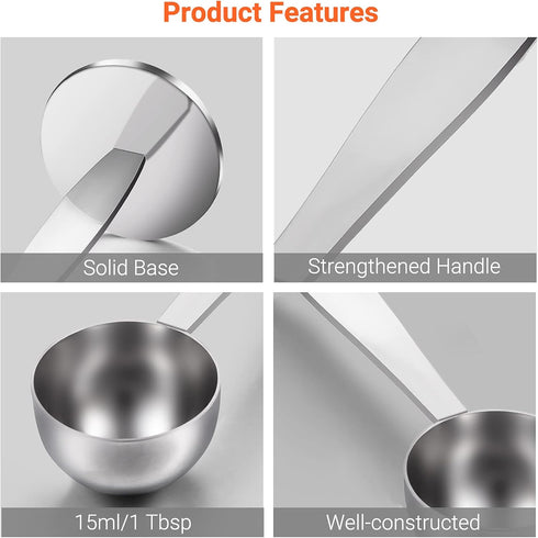 Two-in-One Stainless Steel Coffee Scoop Tamping Dual-Purpose Coffee Spoon Powder Hammer Tamper Multi Function Spoon Holder Coffee Tools for Measur...