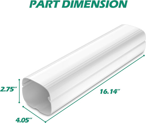 4" Width 1.35 Ft Short Straight Duct, Split Unit Line Cover Accessories for Ductless Mini Split Air Conditioners and Central AC...