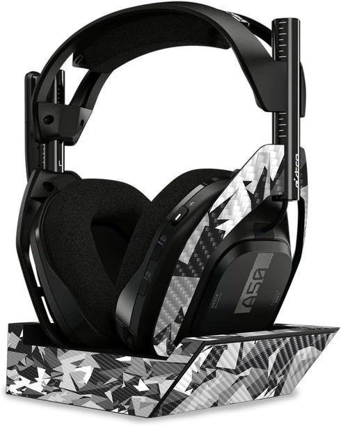 MightySkins Carbon Fiber Skin Compatible with Astro A50 Wireless Headphones + Base Station (Gen 4) - Mono Camo | Protective, Durable Textured Carb...