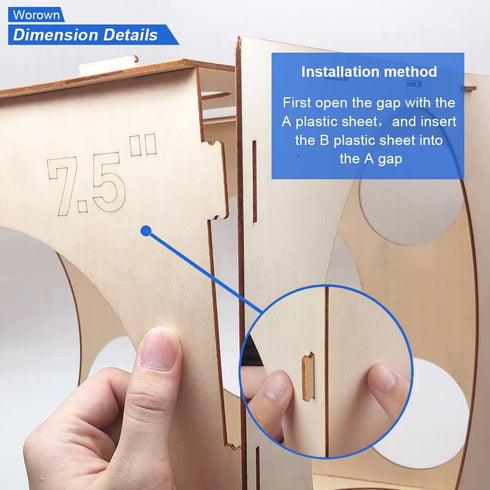 Worown 14 Holes Collapsible Wood Balloon Sizer Box, 1-10 Inch Balloon Sizer Cube, Balloon Size Measurement Tools for Balloon Arches, Balloon Colum...