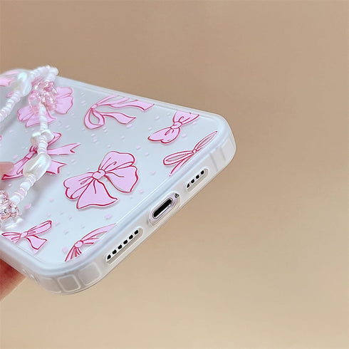 Aesthetic Bow Phone Case for Women Girls Cute Pink Ribbon Bow Phone Case for iPhone 13...