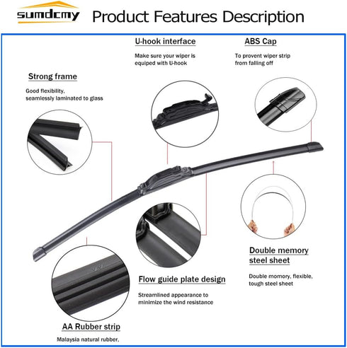 26"+22" Windshield Wiper Blade Replacement For Honda Odyssey 2005-2020 Toyota Venza 2009-2015 Original Equipment Front Windscreen Wiper for U/J ho...