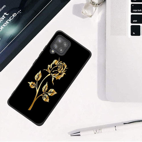 for Galaxy A42 5G Case, Phone Case Silicone Black with Rose Pattern Design Ultra Slim Shockproof Soft TPU Girls Women Protective Cover Skin for Sa...