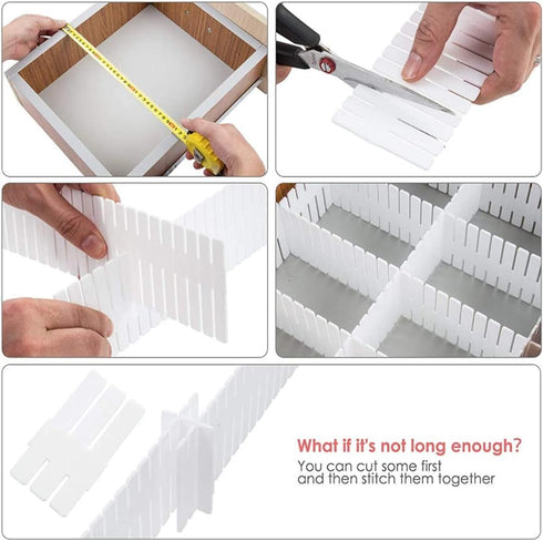 JSF Drawer Dividers,12.7' x 2.7' Kitchen Drawer Organizer Set of 12 Adjustable Drawer Dividers Organizer Separator for Clothes Makeup Storage of D...