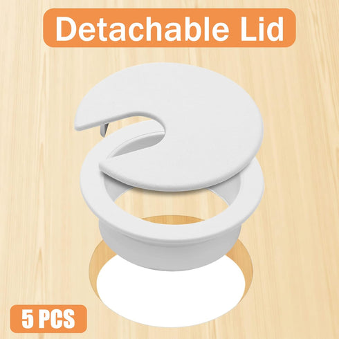 5 PCS White Desk Grommet, 1 3?8 Inch Cord Cable Grommets Hole Cover, Cord Grommet for Office PC Desk Computer Table Wire Organizer...