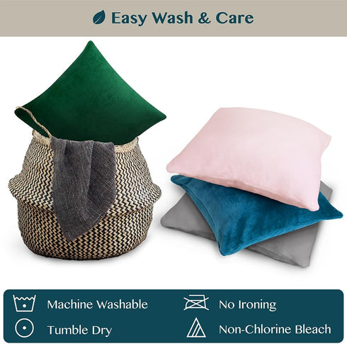 PAVILIA Emerald Green Throw Pillow Covers 18x18 Set of 2, Decorative Pillow Cases for Bed Sofa Couch, Boho Aesthetic Accent Decor Cushion Bedroom ...