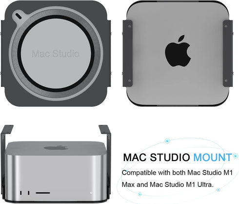 IFCASE Aluminum Under Desk Stand Mount for Mac Studio M2 M1 Max, Ultra with Anti-Scratch Pad (Black)...
