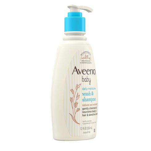 Aveeno Baby Daily Moisture Gentle Body Wash & Shampoo with Oat Extract, 2-in-1 Baby Bath Wash & Hair Shampoo, Tear- & Paraben-Free for Hair & Sens...
