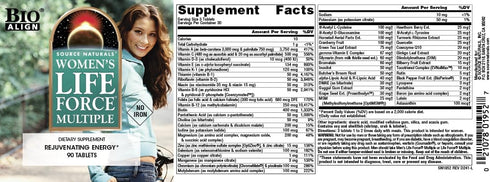 Source Naturals Women's Life Force Multiple Iron Free - Daily Complete Multivitamin 13 Essential Vitamins, Antioxidants, Herbs, Nutrients & Minera...