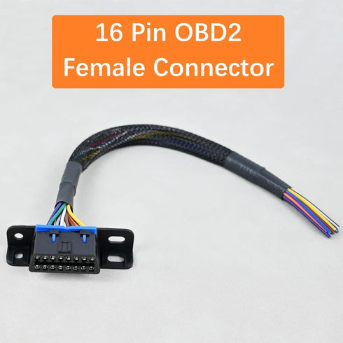 16 Pin J1962F OBD2 Female Connector to Open Cable OBDII Dash Port Pigtail Fixed Wire Harness Fixed Harness DIY 12" / 30 cm...