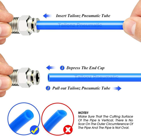 TAILONZ PNEUMATIC 304 Stainless Steel Male Straight 4MM Tube OD x 1/8 Inch NPT Thread Push to Connect Fittings PC4-N1 (Pack of 2)...