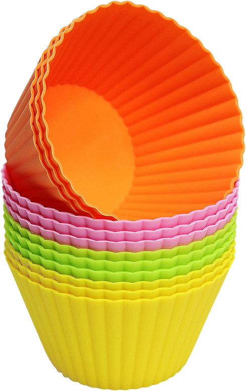 Extra Large Silicone Cupcake Baking Cups 12 Pack, 3.54 Inch Cupcake and Muffin Liners, Reusable Jumbo Silicone Baking Cups Easy to Clean, Great fo...