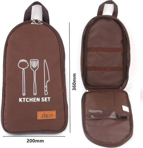 NatSumeBasics Camping Travel Cooking Utensils Organizer Travel Bag Portable Pouch for BBQ Camp Cookware Kitchen Kit (Only 1pc Brown Bag)...