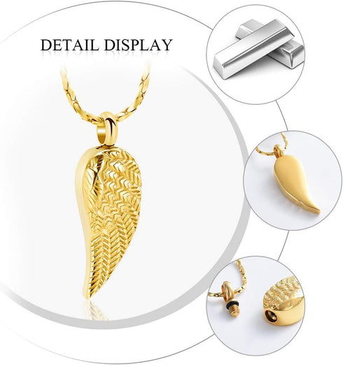 Imrsanl Angel Wing Cremation Jewelry Urn Necklace for Ashes for Women Men Stainless Steel Urn Pendant Ashes Holder Memorial Jewelry...