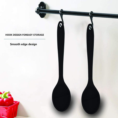 2 Pcs Silicone Spoons for Cooking Heat Resistant, Hygienic Design Cooking Utensi Mixing Spoons for Kitchen Cooking Baking Stirring Mixing Tools (B...