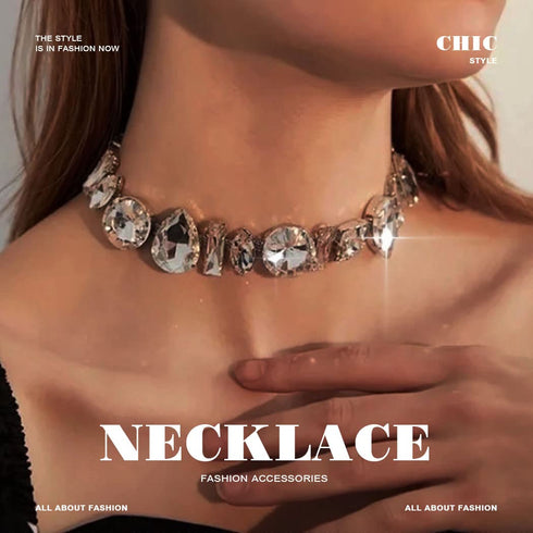 Crystal Chokers Silver Choker Necklace Rhinestone Neck Chain Bling Neck Jewelry Prom Accessories for Women and Girls...