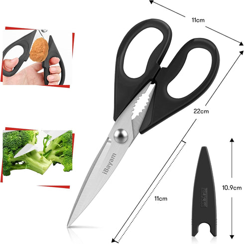 Kitchen Shears, iBayam Kitchen Scissors All Purpose Heavy Duty Meat Scissors Poultry Shears, Dishwasher Safe Food Cooking Scissors Stainless Steel...