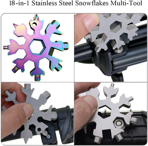 18-in-1 Snowflake Multi-Tool Screwdriver, Stainless Steel 18-1 Multitool Snow Tool (Multicolor)...