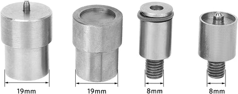 Agatige 4Pcs Snap Button Die Mold Set, Stainless Steel Heavy Duty Press Button Die Snaps Fastener Tool Mould for Hand Press Machine Setter Clothin...