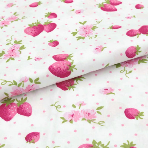 Hanjunzhao Strawberry Fabric by The Yard, Strawberries on White Background, Cotton Fabric for Clothing Sewing and Arts Crafts, 39 by 63-inch (1.09...