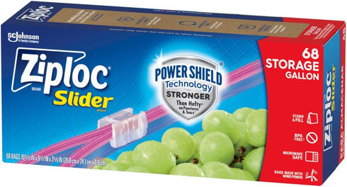 Ziploc Gallon Food Storage Slider Bags, Power Shield Technology for More Durability, 68 Count...
