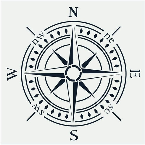 Compass Stencil for Painting on Wood, Walls, Fabric, Airbrush, More | Reusable 11.8 x 11.8 inch Mylar Template...