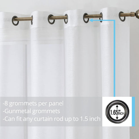 HLC.ME White Sheer Curtains 72 inches Long - 2 Panels Semi Sheer Voile Window Curtain Drapes Grommet Panels for Bedroom, Living Room & Kids Room (...