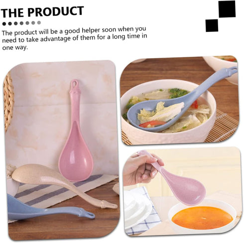 4pcs Wheat Straw Soup Spoon Japanese Ramen Chinese Spoons Japanese Spoon Rice Spoon Kitchen Cooking Cutlery Unbreakable Spoon Soup Spoons Porridge...