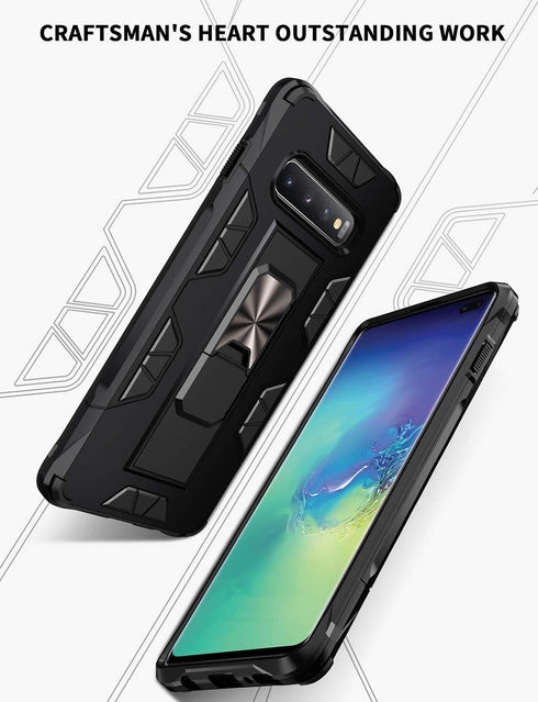 for Samsung Galaxy S10 Plus Case Military Grade Built-in Kickstand Case Holder Armor Heavy Duty Shockproof Cover Protective for Samsung Galaxy S10...