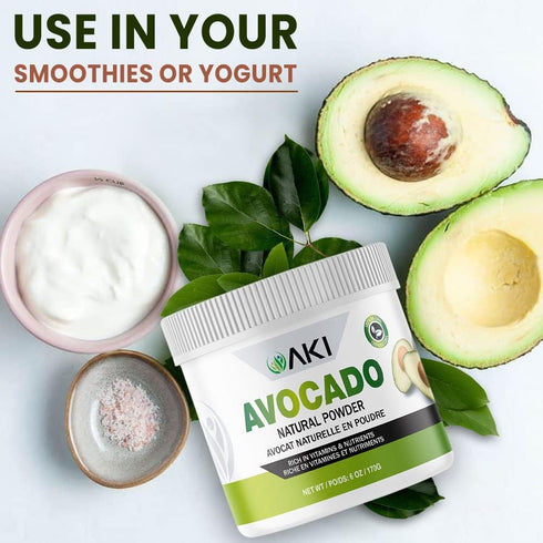AKI Avocado Superfood Powder (6oz/170g) - Rich in Nutrients, Vitamins, Omega 3 & Antioxidants - Ideal for Smoothies, Yogurt or Milkshake Popsicles...