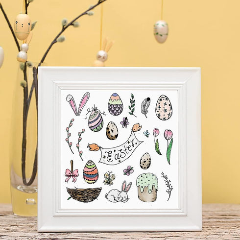 Hying Easter Eggs Clear Stamps for Card Making and Photo Album Decorations, Easter Rabbit Stamps Easter Words Rubber Stamps Seal for Crafting DIY ...