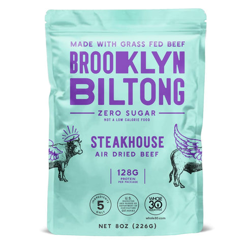 Brooklyn Biltong Air Dried Grass Fed Beef Snack, South African Beef Jerky (8 oz, Pack of 1) - Whole30 Approved, Paleo, Keto, Gluten Free, Sugar Fr...