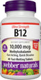 Webber Naturals Vitamin B12 10,000 mcg Ultra Strength, 40 Count, Fast-Melting Tablets, Supports Energy Metabolism, Immune and Heart Health, Gluten...