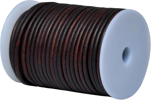 Round Leather String Cord 4mm Distressed Light Brown 11 Yards...