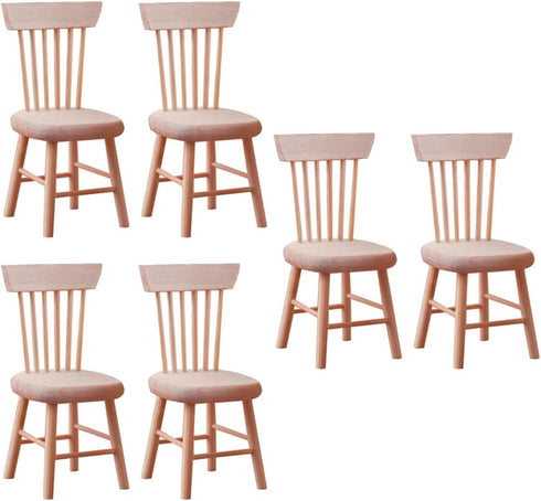 Toyvian 6 pcs 1: 12 Scale Dollhouse Chairs Mini Wood Chair Miniature Furniture Photograph Layout Props for Dollhouse Lanscape Garden...