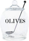 Creative Co-Op Clear Glass "OLIVE" Jar with Lid & Slotted Stainless Steel Spoon (Set of 3 Pieces including Lid)...