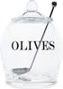 Creative Co-Op Clear Glass "OLIVE" Jar with Lid & Slotted Stainless Steel Spoon (Set of 3 Pieces including Lid)...