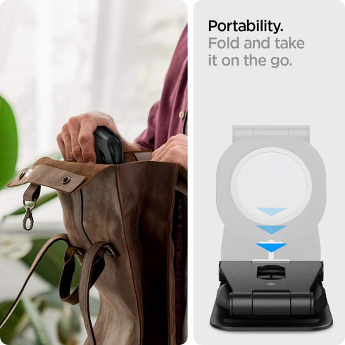 Spigen Mag Fit S Designed for MagSafe Charger Stand Aluminum Adjustable Phone Stand Compatible with iPhone 15/14/13/12 Series, AirPod Pro, AirPod ...